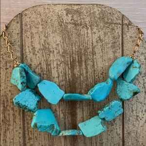Chunky turquoise and gold necklace